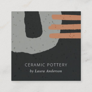 TARJETA DE VISITA CUADRADA TEXTURA CERAMICA ABSTRACTA, POLVO GRIS NEGRO ESPEC