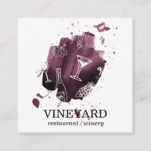 Tarjeta De Visita Cuadrada Textura de cepillado expresivo / Patrón de vino