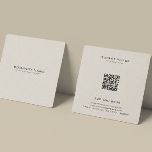 Tarjeta De Visita Cuadrada Textura de lino beige minimalista