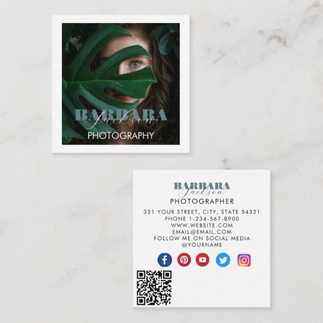 Tarjeta De Visita Cuadrada Textura de papel blanco para fotógrafos rusos (Anverso / Reverso)