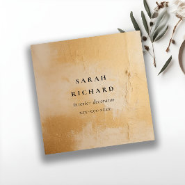 Tarjeta De Visita Cuadrada Textura de pintura al óleo artesanal estilo Beige-