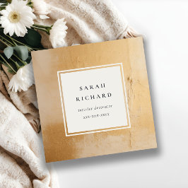 Tarjeta De Visita Cuadrada Textura de pintura al óleo artesanal estilo Beige-