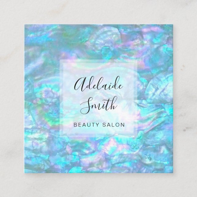 Tarjeta De Visita Cuadrada textura del shell iridiscente de FAUX (Anverso)