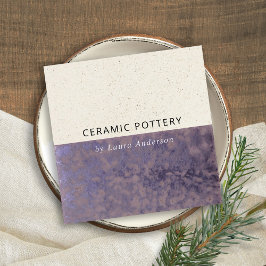 TARJETA DE VISITA CUADRADA TEXTURA ESPECTACULADA DE POTTERÍA CERAMICA PURPLE