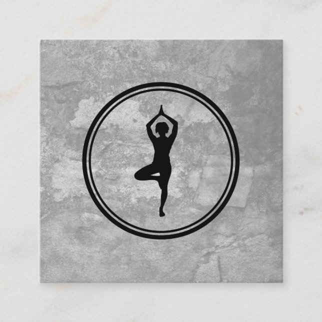 Tarjeta De Visita Cuadrada Textura gris de la rosa del yoga (Anverso)