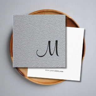 Tarjeta De Visita Cuadrada Textura gris elegante moderna Monograma Consultor
