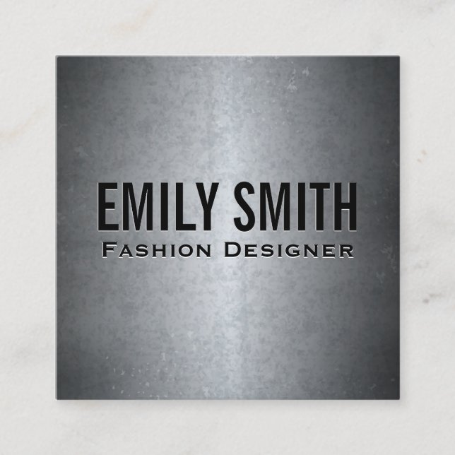 Tarjeta De Visita Cuadrada Textura gris metálica | Mínimo simple (Anverso)