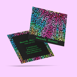 Tarjeta De Visita Cuadrada Textura moderna de Leopardo vibrante