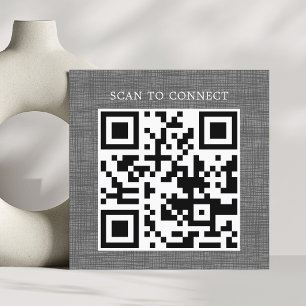 Tarjeta De Visita Cuadrada Textura moderna gris código QR negro en negrita
