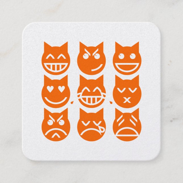 Tarjeta De Visita Cuadrada The 9 Lives of the Emoji Cat (Anverso)