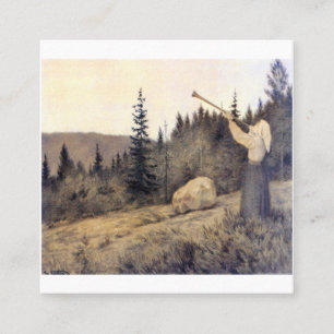 Tarjeta De Visita Cuadrada Theodor Kittelsen - Op Under Fjeldet Toner En Lur