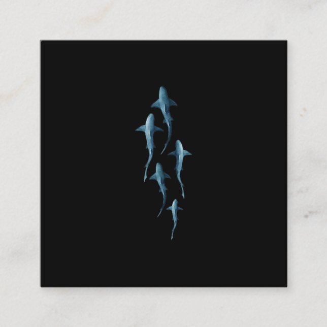 Tarjeta De Visita Cuadrada Tiburón - Nadando Tiburones Cute regalo gracioso (Anverso)