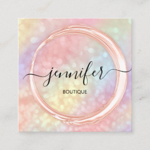 Tarjeta De Visita Cuadrada Tienda Boutique Profesional Beauty Holographic