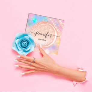 Tarjeta De Visita Cuadrada Tienda Boutique Profesional Beauty Pink Rose