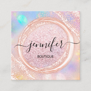 Tarjeta De Visita Cuadrada Tienda Boutique Profesional Beauty Pink Rubor