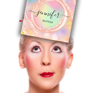 Tarjeta De Visita Cuadrada Tienda Boutique Profesional Beauty QR Pastels
