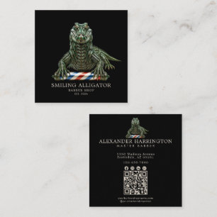 Tarjeta De Visita Cuadrada Tienda de Barbería Profesional Cocodrilo Esmeralda