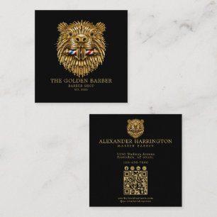 Tarjeta De Visita Cuadrada Tienda de Barbería Profesional Código Qr Golden Be