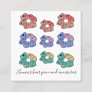 Tarjeta De Visita Cuadrada Tienda de corbatas de pelo colorida