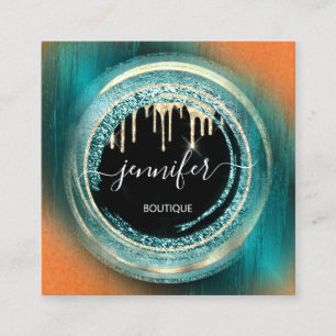 Tarjeta De Visita Cuadrada Tienda de logotipos de códigos QR Naranja de golos