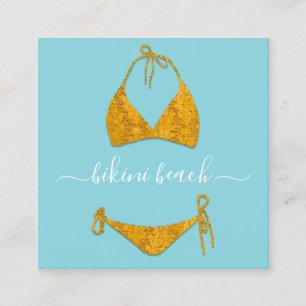 Tarjeta De Visita Cuadrada Tienda de ropa interior Yellow Bikini Lingerie Bea