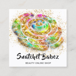 Tarjeta De Visita Cuadrada Tienda en línea Beautique Rainbow Gold logotipo de