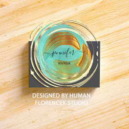 Tarjeta De Visita Cuadrada Tienda orgánica de belleza QR Código logotipo Aqua