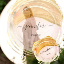 Tarjeta De Visita Cuadrada Tienda orgánica de belleza QR logotipo Jabón Oro r