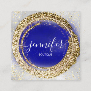 Tarjeta De Visita Cuadrada Tienda profesional Gold Royal Blue Silver
