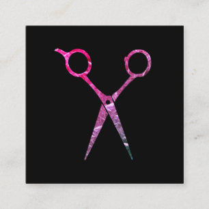 Tarjeta De Visita Cuadrada Tijeras de color rosa grunge magenta moderno