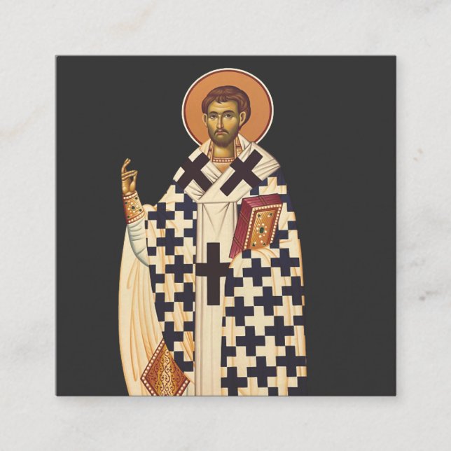 Tarjeta De Visita Cuadrada Timothy, el primer obispo cristiano de los efes (Anverso)