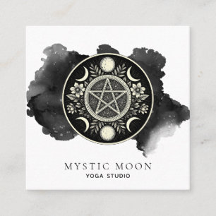 Tarjeta De Visita Cuadrada Tinta negra celestial holística de la luna