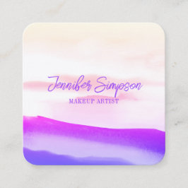 Tarjeta De Visita Cuadrada Tipografía abstracta de holografía rosa y oro
