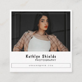 Tarjeta De Visita Cuadrada Tipografía de moda moderna Minimalista Foto Cuadra