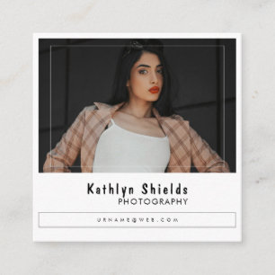 Tarjeta De Visita Cuadrada Tipografía de moda moderna Minimalista Foto Cuadra