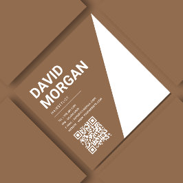 Tarjeta De Visita Cuadrada Tipografía en negrita Boho Beige Código Qr