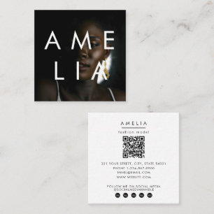 Tarjeta De Visita Cuadrada Tipografía minimalista moderna y elegante con foto