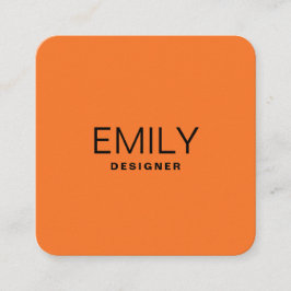 Tarjeta De Visita Cuadrada Tipografía negra moderna | NARANJA