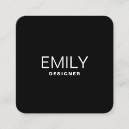 Tarjeta De Visita Cuadrada Tipografía negra moderna | Negro