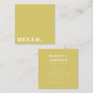 Tarjeta De Visita Cuadrada Tipografía Negrita Minimalista Amarillo Verde Hola