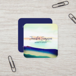 Tarjeta De Visita Cuadrada Tipografía resumida moderna azul y torquesa