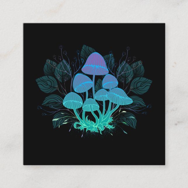 Tarjeta De Visita Cuadrada Toadstools en Bushes (Anverso)