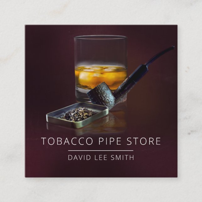 Tarjeta De Visita Cuadrada Tobacco Pipe Store (Anverso)