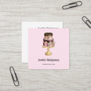 Tarjeta De Visita Cuadrada Torta de fiesta glamurosa y brillante
