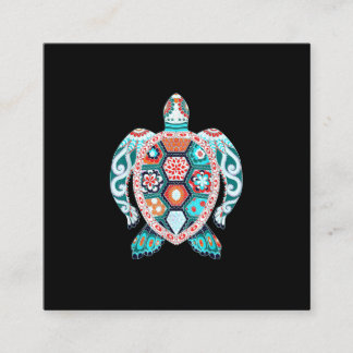 Tarjeta De Visita Cuadrada Tortuga Cuta - Mar Turtle Sea Ccean Beach Lover