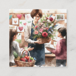 Tarjeta De Visita Cuadrada Tote de agradecimiento pintado