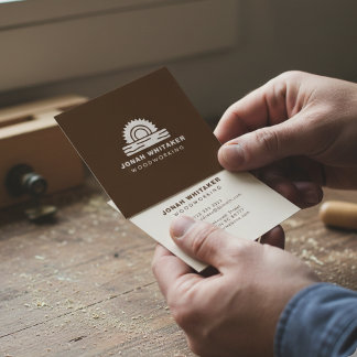 Tarjeta De Visita Cuadrada Trabajos Personalizados de Madera Nogal Marrón