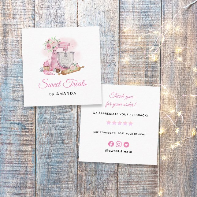 Tarjeta De Visita Cuadrada Trajes dulces rosados Gracias (Subido por el creador)