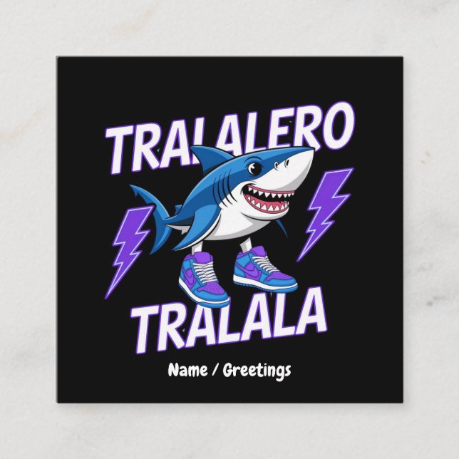 Tarjeta De Visita Cuadrada Tralero Tralala Bootleg Gráfica divertida de meme  (Anverso)