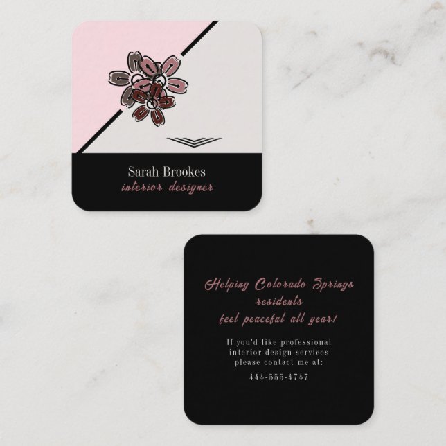 Tarjeta De Visita Cuadrada Tranquil Cherry Blossom Business Card (Anverso / Reverso)
